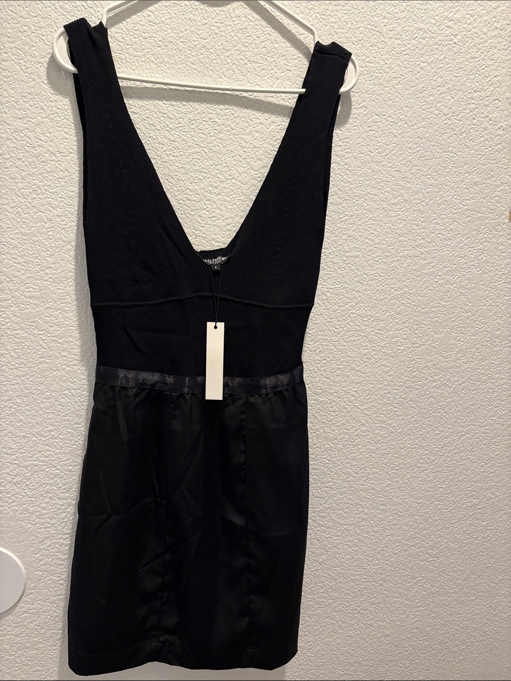 Central Park West Black Ribbed V-Neck Dress